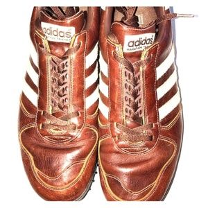 Brown Leather Adidas Marathon Trainers Men's 13